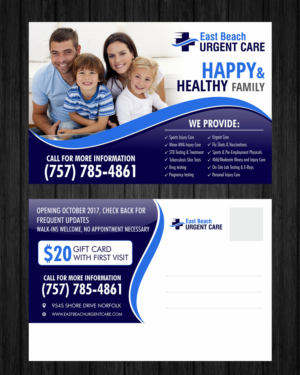 Design de Carte Postale par ecorokerz pour East Beach Urgent Care | Design : #15939872
