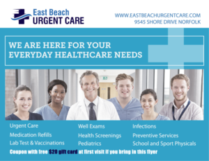 Design de Carte Postale par AntonioTruong pour East Beach Urgent Care | Design : #15939061