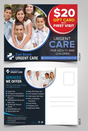 Postcard Design by SAI DESIGNS for East Beach Urgent Care | Design #15939585