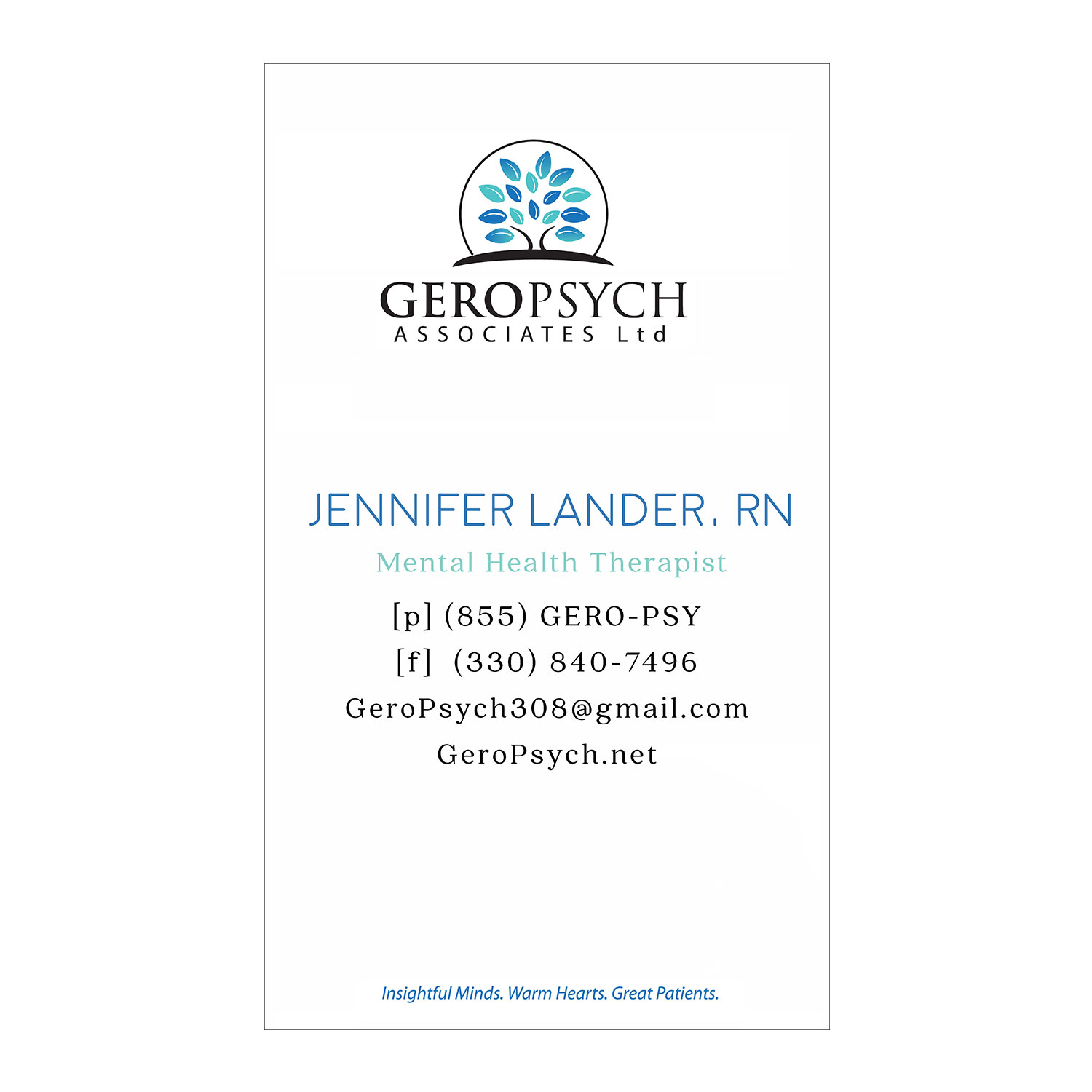Business Card Design by JessicaPaineDesign for GeroPsych Associates, Ltd | Design #15945323