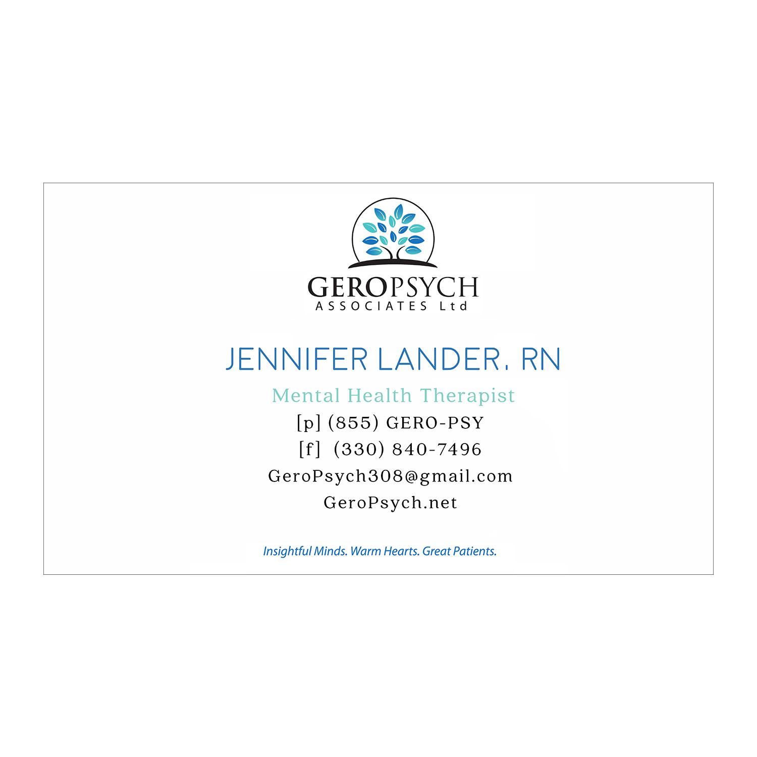 Business Card Design by JessicaPaineDesign for GeroPsych Associates, Ltd | Design #15945325
