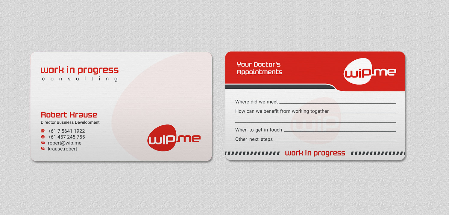 Business Card Design by INDIAN_Ashok for Work in Progress Consulting | Design #15958083