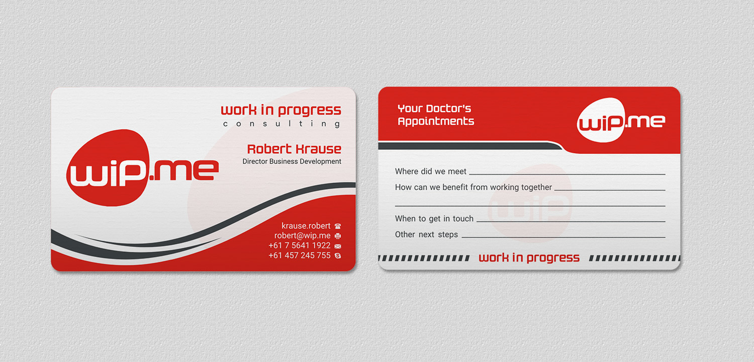 Business Card Design by INDIAN_Ashok for Work in Progress Consulting | Design #15958086