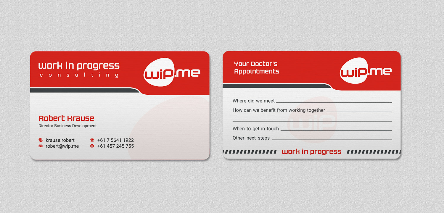 Business Card Design by INDIAN_Ashok for Work in Progress Consulting | Design #15958087