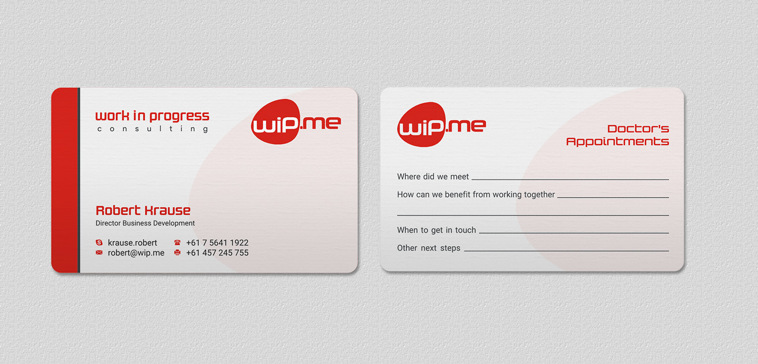 Business Card Design by INDIAN_Ashok for Work in Progress Consulting | Design #15958097