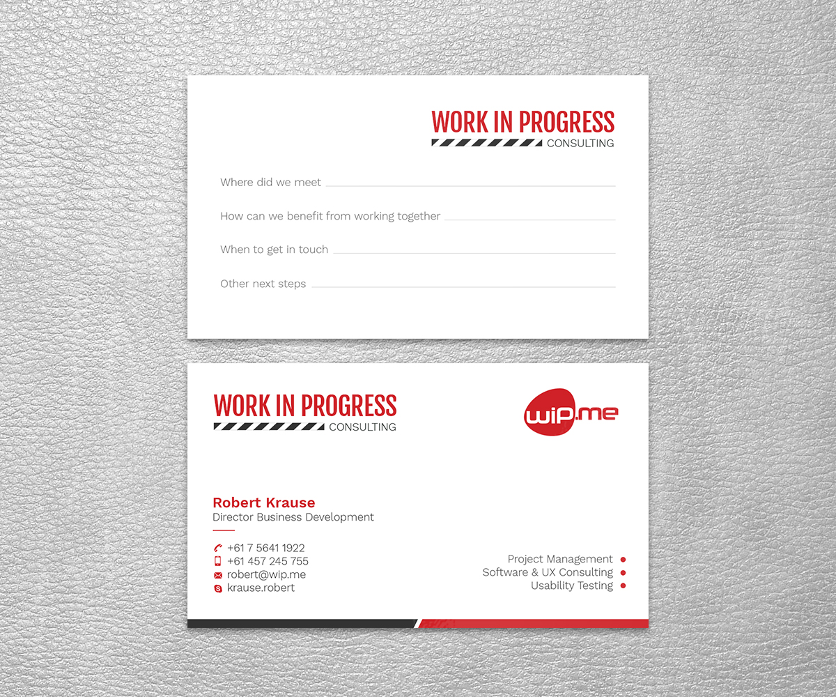 Visitenkarten-Design von SS_Designs für Work in Progress Consulting | Design #15964221