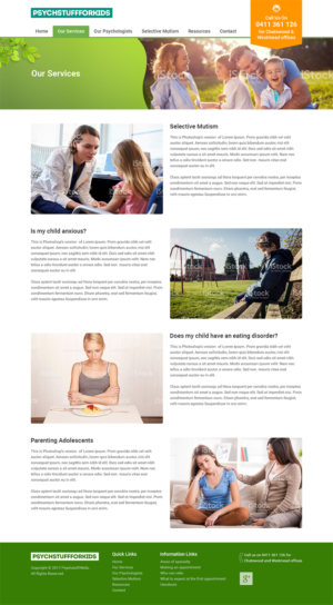 Guaranteed Web Design (Uncoded - PSD layout only) for kids psychologists, minor logo with runner up  | Web Design par RupalTechno