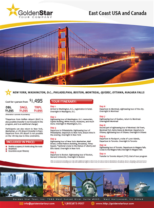 Flyer-Design von aneela für Golden Star Tour, Inc. | Design: #2643412