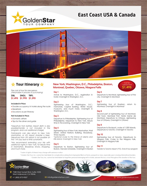 Flyer-Design von Sbss für Golden Star Tour, Inc. | Design: #2639574