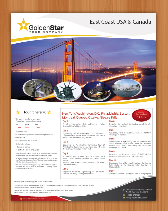 Design de Flyer par Sbss pour Golden Star Tour, Inc. | Design #2639577