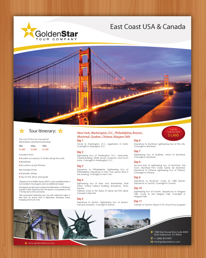 Flyer-Design von Sbss für Golden Star Tour, Inc. | Design #2639579