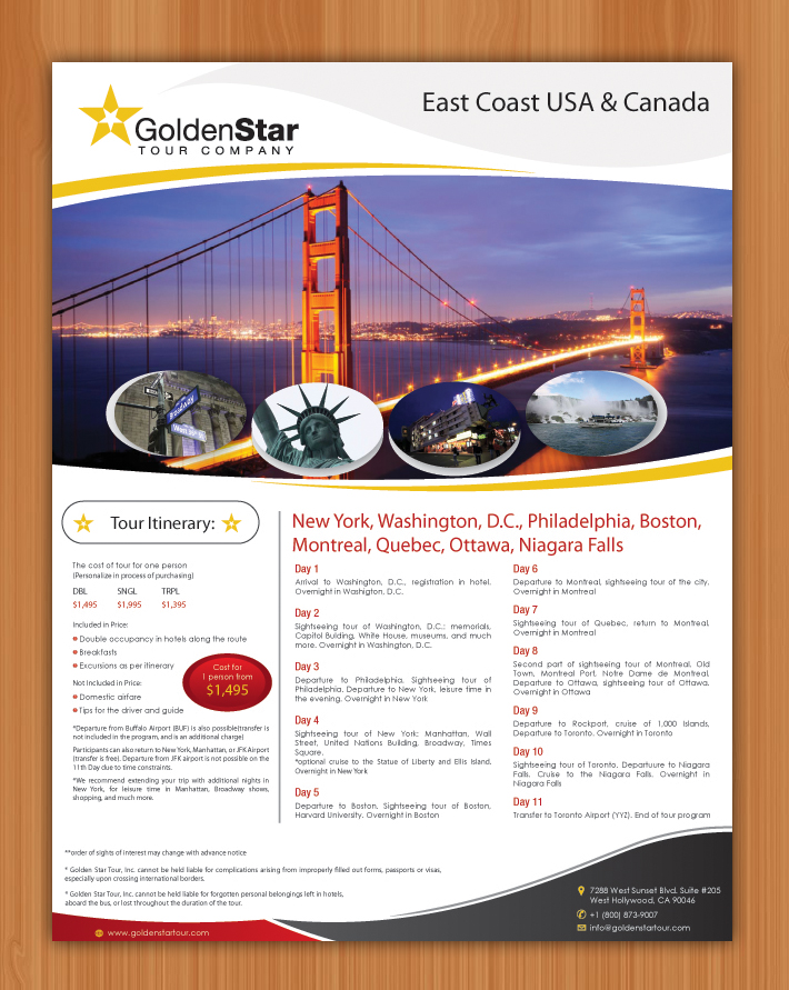 Flyer-Design von Sbss für Golden Star Tour, Inc. | Design #2639581