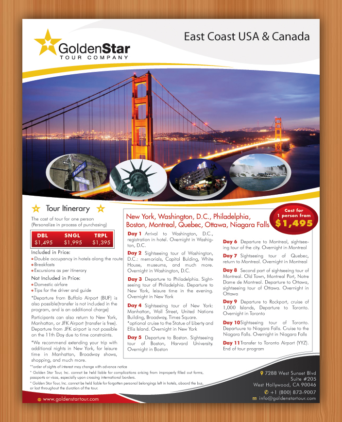 Flyer-Design von Sbss für Golden Star Tour, Inc. | Design #2644060