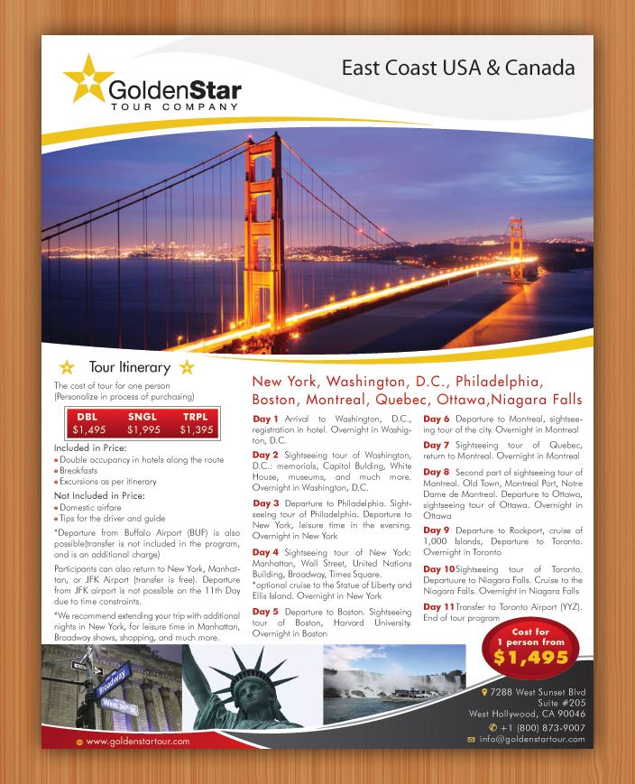Flyer-Design von Sbss für Golden Star Tour, Inc. | Design: #2644062