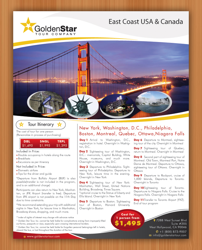 Flyer-Design von Sbss für Golden Star Tour, Inc. | Design #2644063