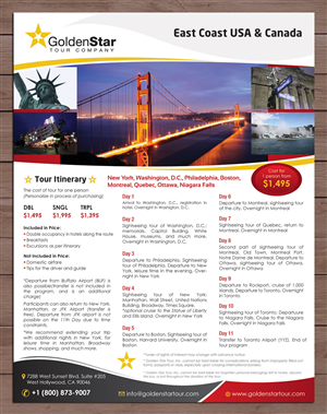 Flyer-Design von Sbss für Golden Star Tour, Inc. | Design: #2644402