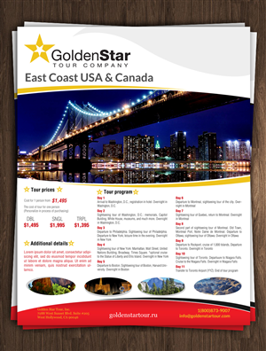 Flyer-Design von ESolz Technologies für Golden Star Tour, Inc. | Design #2637702