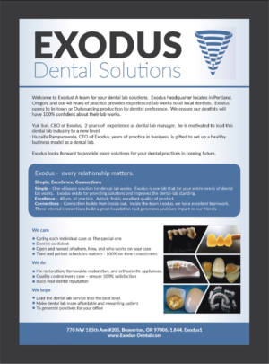 Design de Flyer par Deziners Zone pour Exodus Dental Solutions | Design : #16073579