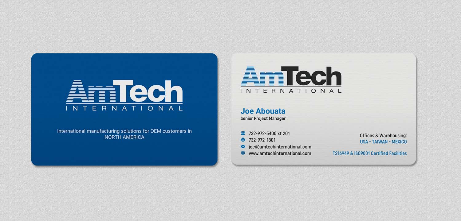 Business Card Design by INDIAN_Ashok for AmTech International | Design #16059701