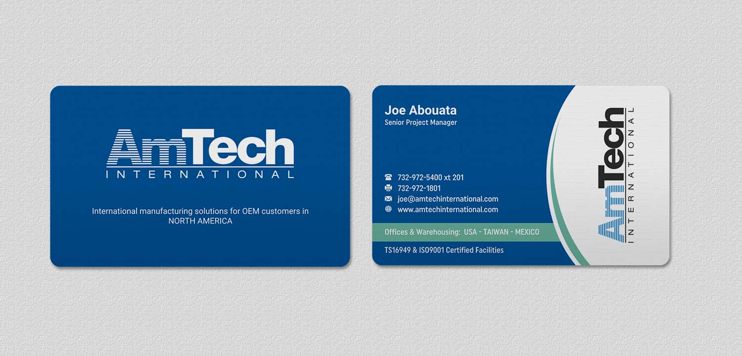 Business Card Design by INDIAN_Ashok for AmTech International | Design #16059702