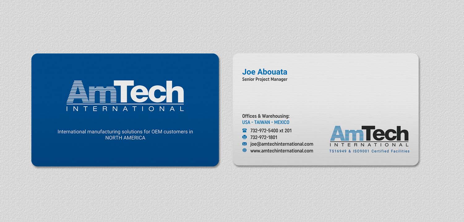 Business Card Design by INDIAN_Ashok for AmTech International | Design #16059732