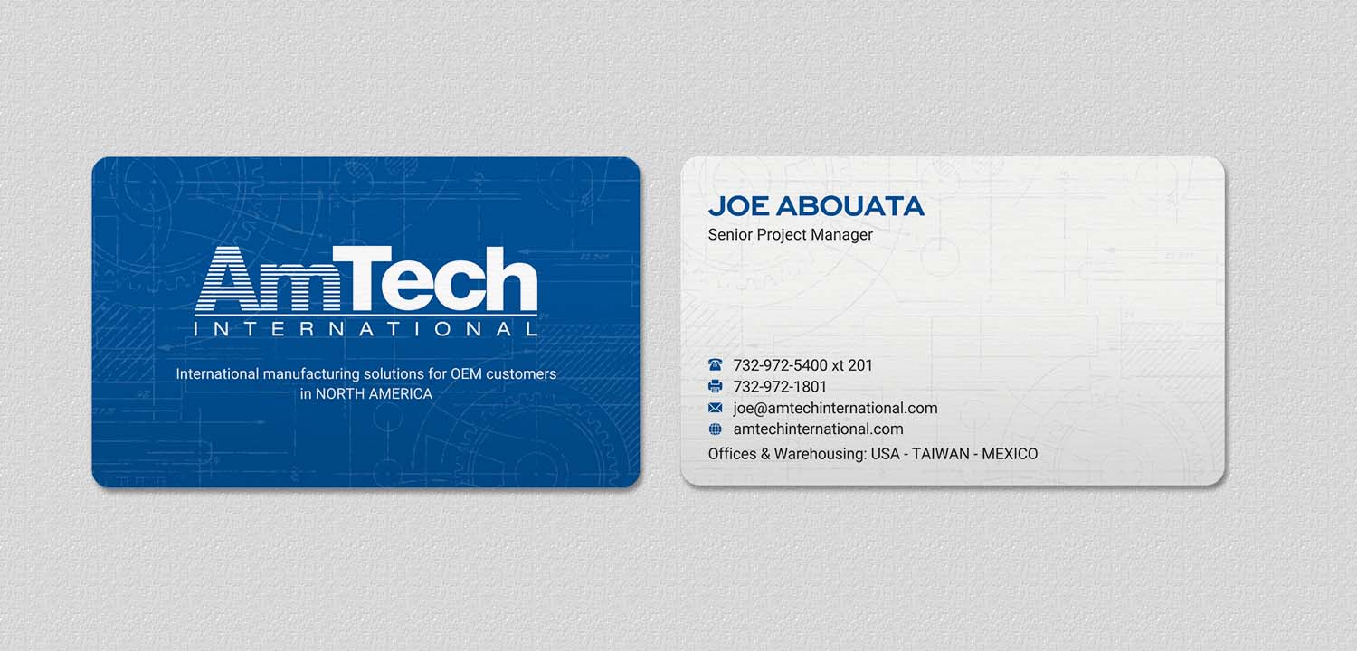 Design de Carte de Visite par INDIAN_Ashok pour AmTech International | Design #16064276