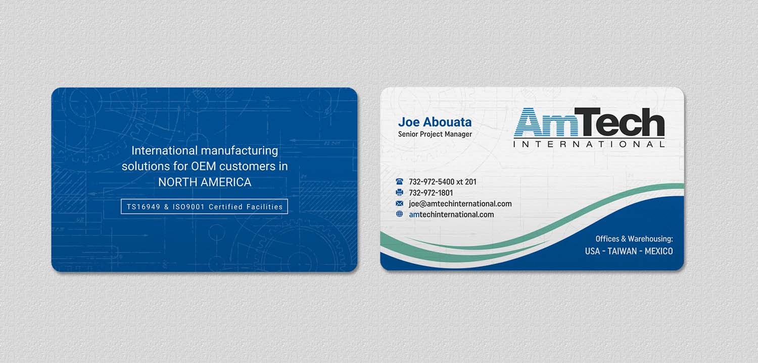 Business Card Design by INDIAN_Ashok for AmTech International | Design #16064281