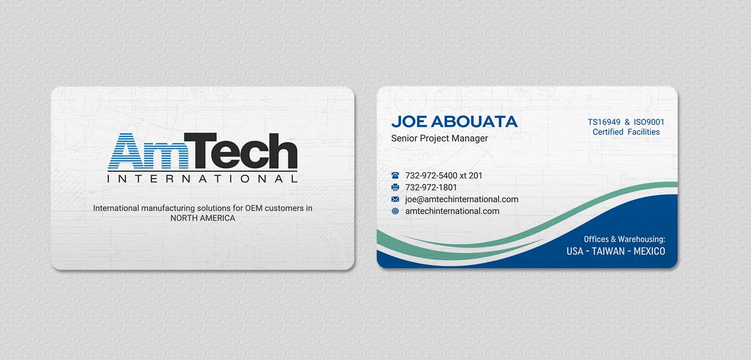 Business Card Design by INDIAN_Ashok for AmTech International | Design #16064283