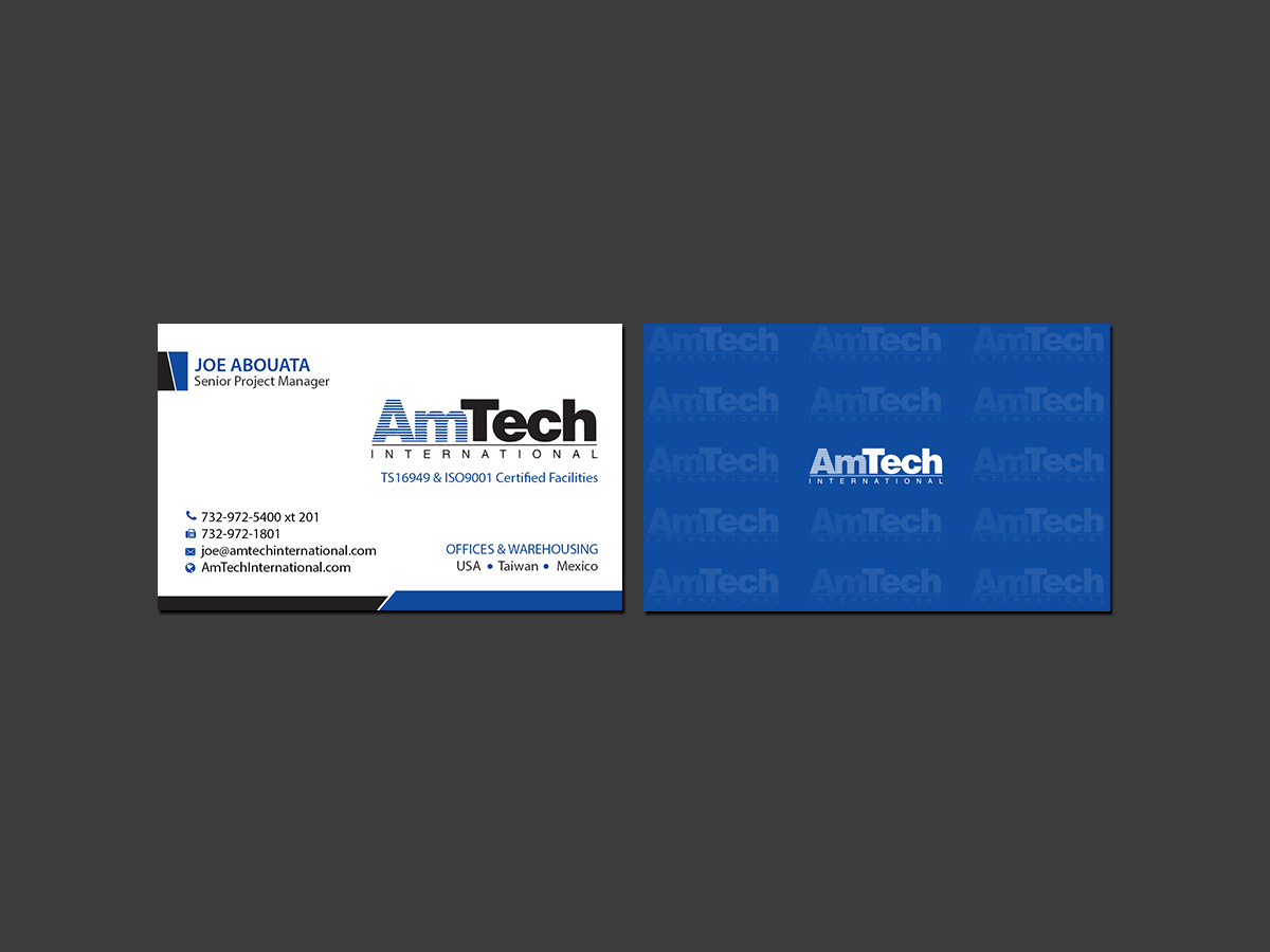 Business Card Design by Creations Box 2015 for AmTech International | Design #16066292