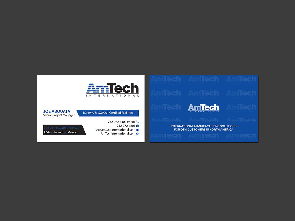 Business Card Design by Creations Box 2015 for AmTech International | Design #16066293