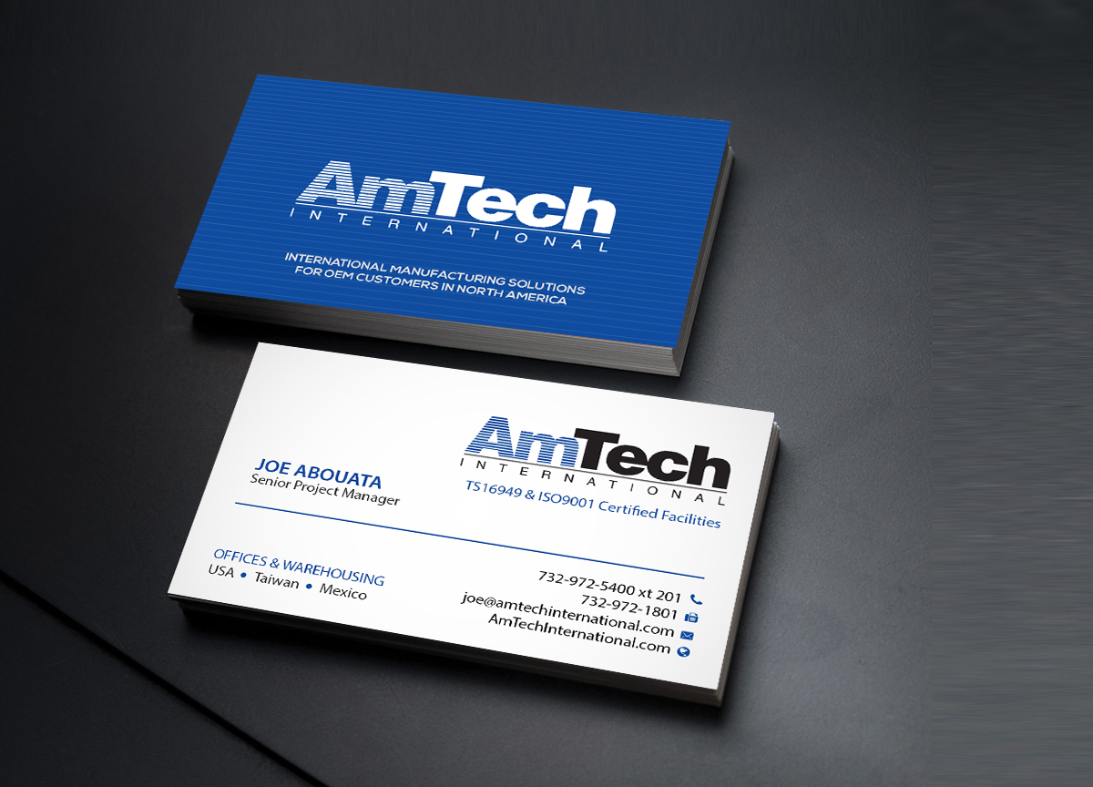 Business Card Design by Creations Box 2015 for AmTech International | Design #16066294