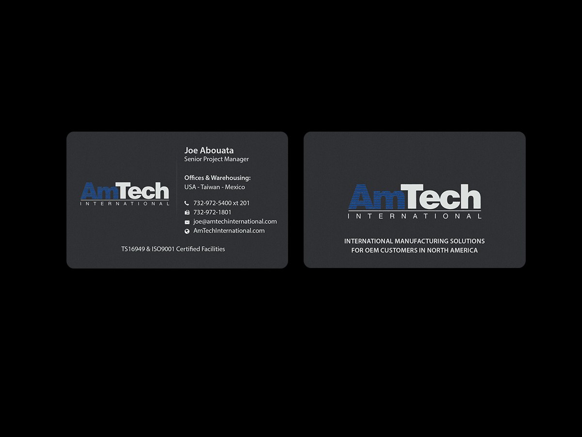 Business Card Design by Creations Box 2015 for AmTech International | Design #16066296