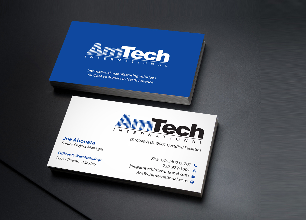 Business Card Design by Creations Box 2015 for AmTech International | Design #16066297