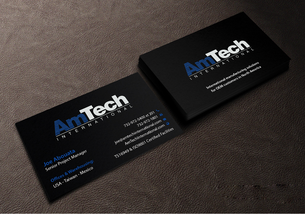 Business Card Design by Creations Box 2015 for AmTech International | Design #16066321
