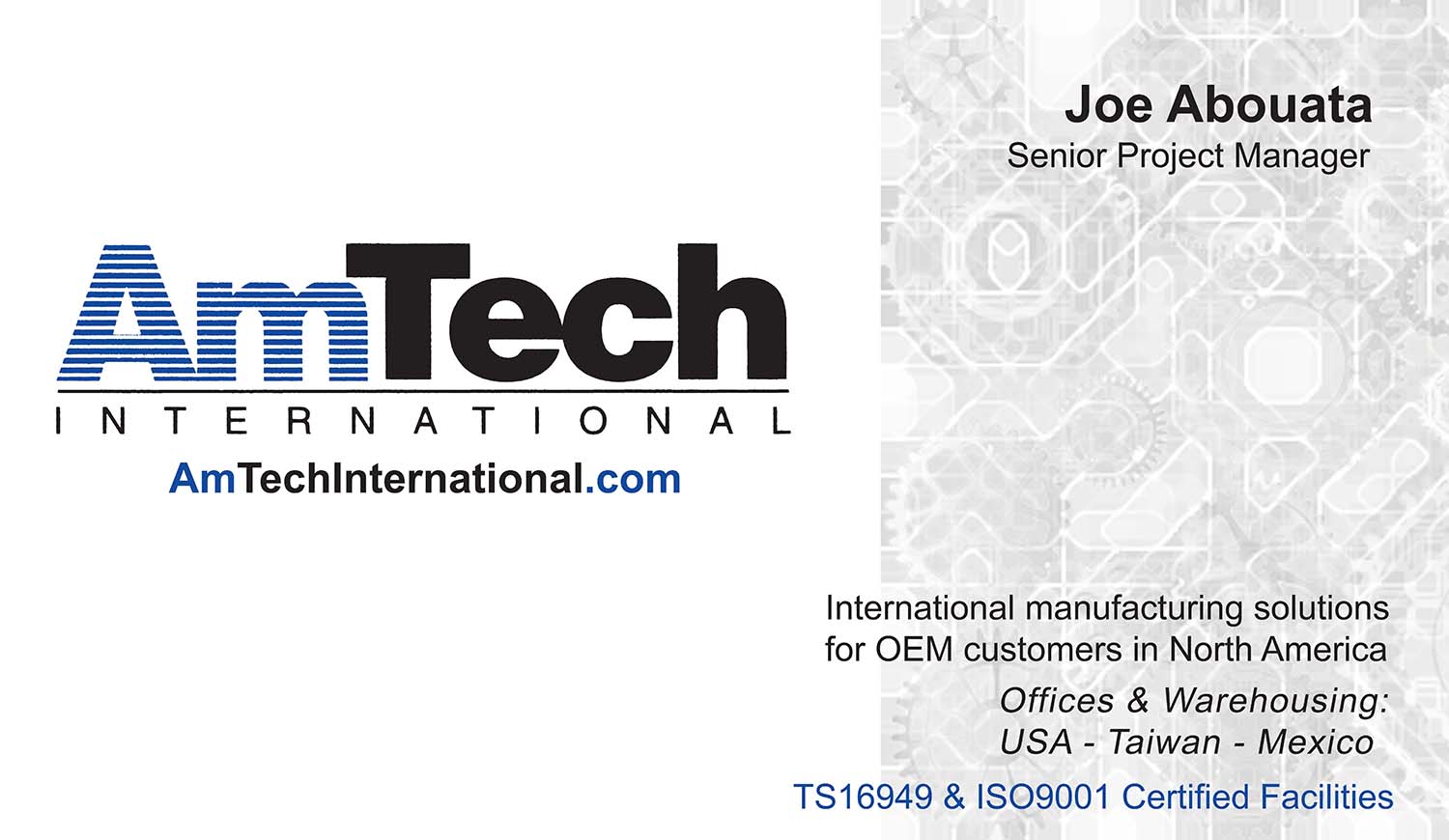 Design de Carte de Visite par Iwan HN pour AmTech International | Design #16122013