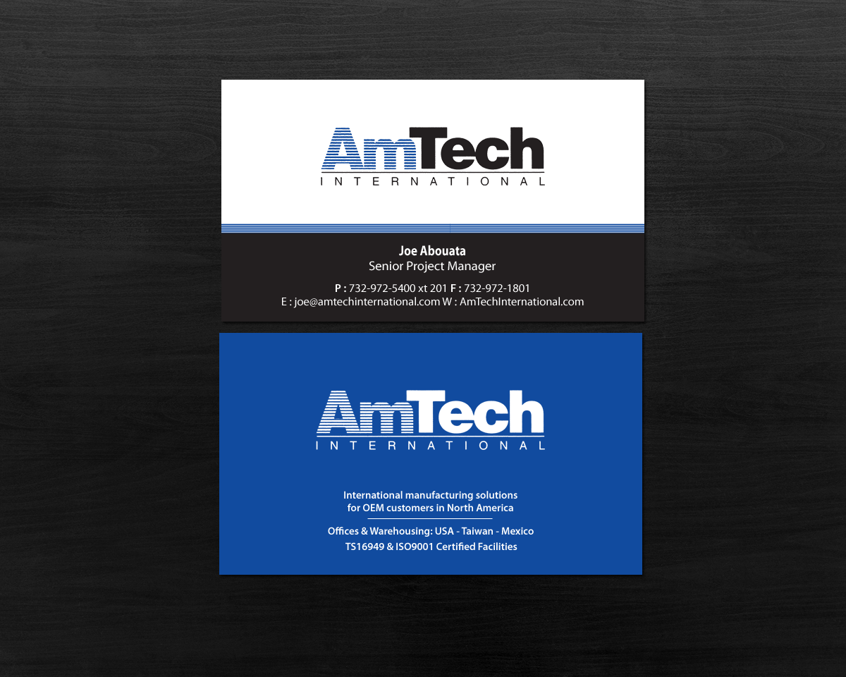 Business Card Design by Brand aid for AmTech International | Design #16073837