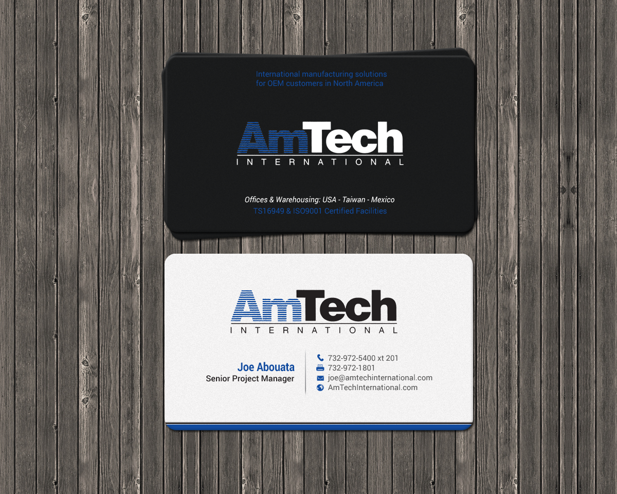 Business Card Design by chandrayaan.creative for AmTech International | Design #16060277