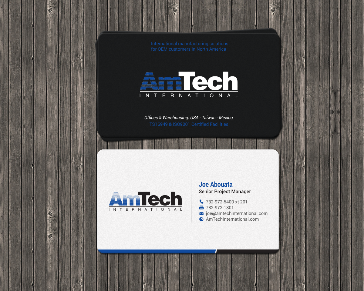 Business Card Design by chandrayaan.creative for AmTech International | Design #16060279