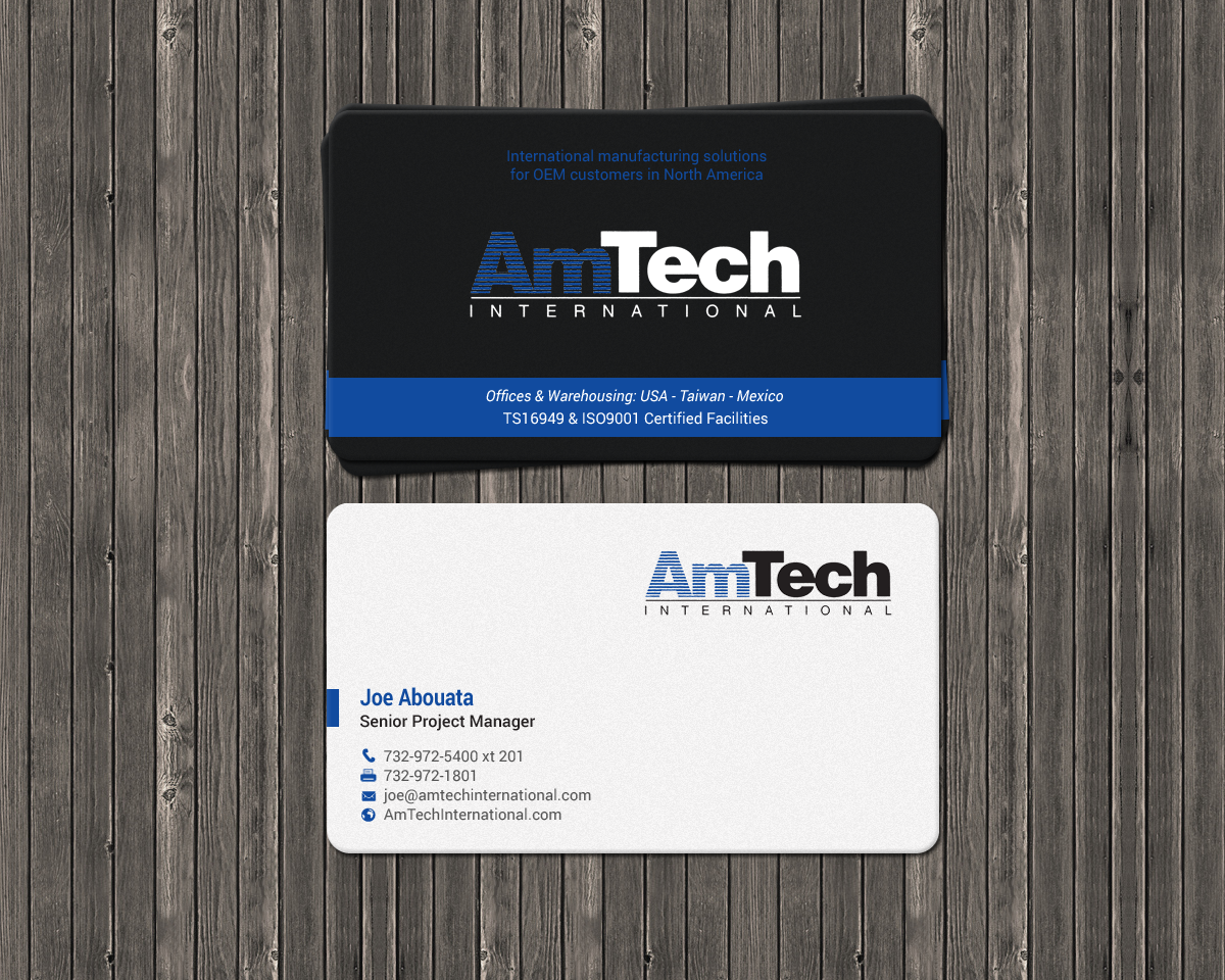 Business Card Design by chandrayaan.creative for AmTech International | Design #16060281