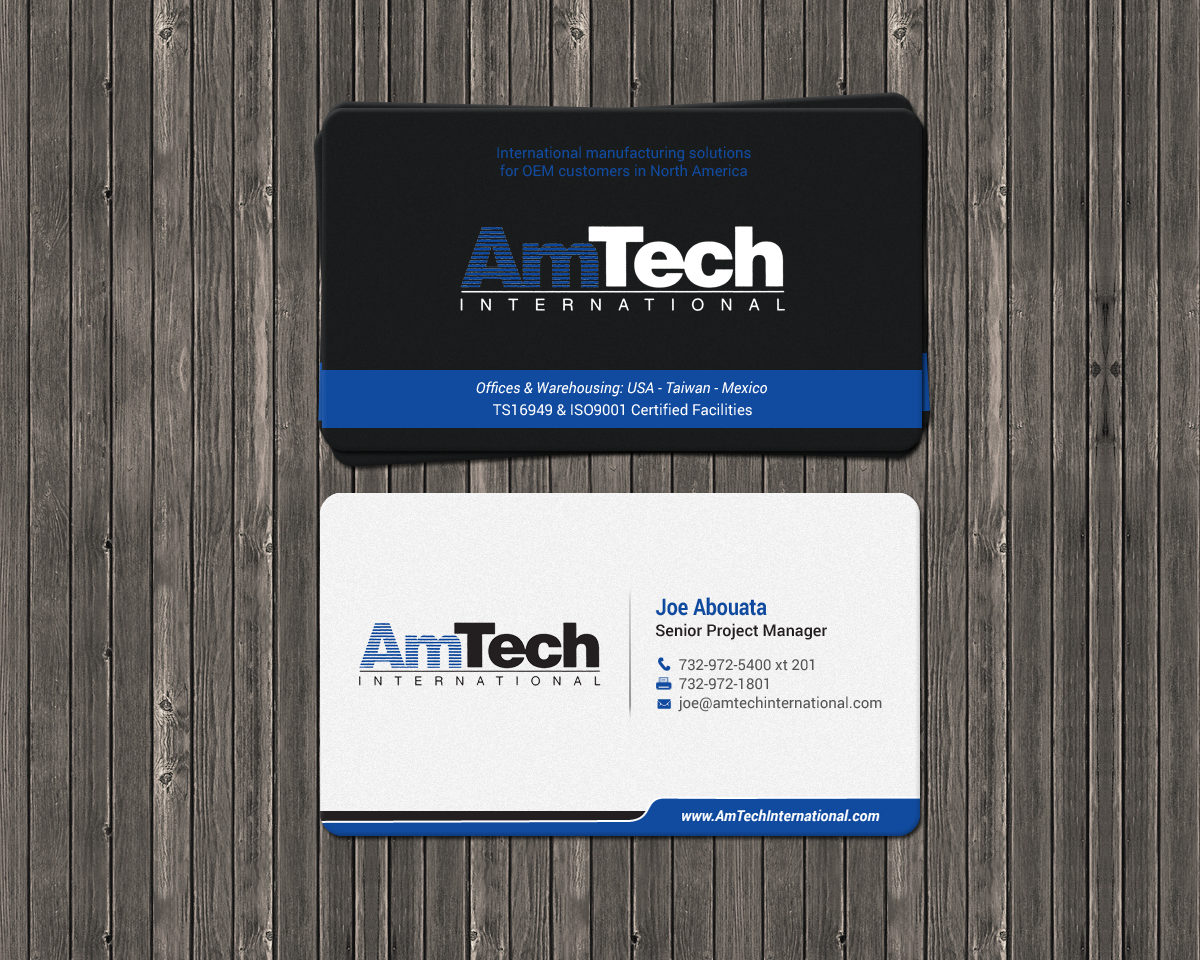 Business Card Design by chandrayaan.creative for AmTech International | Design #16060336