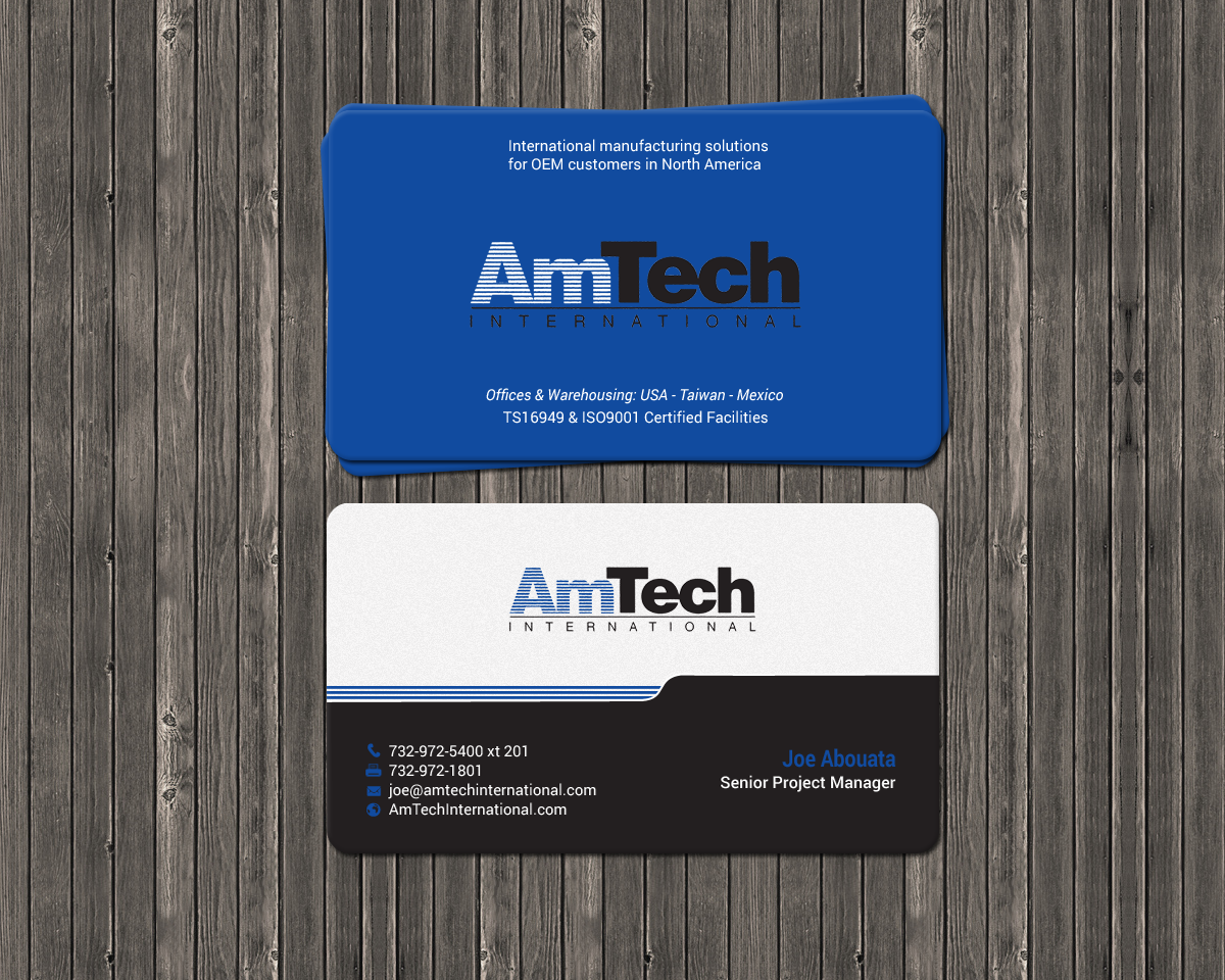 Business Card Design by chandrayaan.creative for AmTech International | Design #16060487