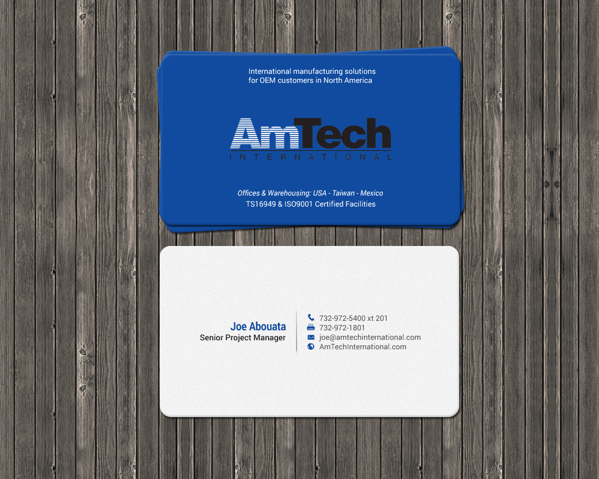 Diseño de Tarjeta de Presentación por chandrayaan.creative para AmTech International | Diseño #16060491