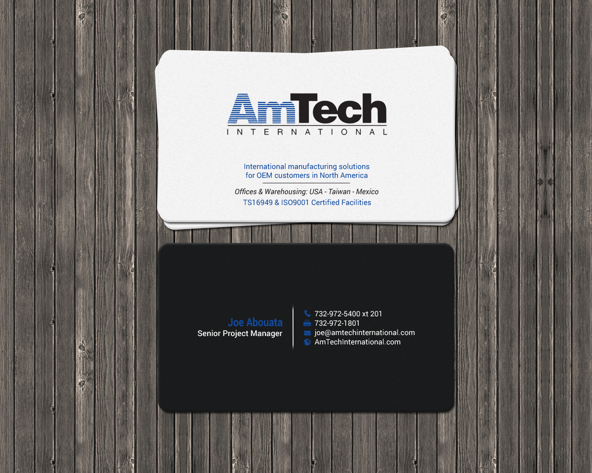 Business Card Design by chandrayaan.creative for AmTech International | Design #16060492