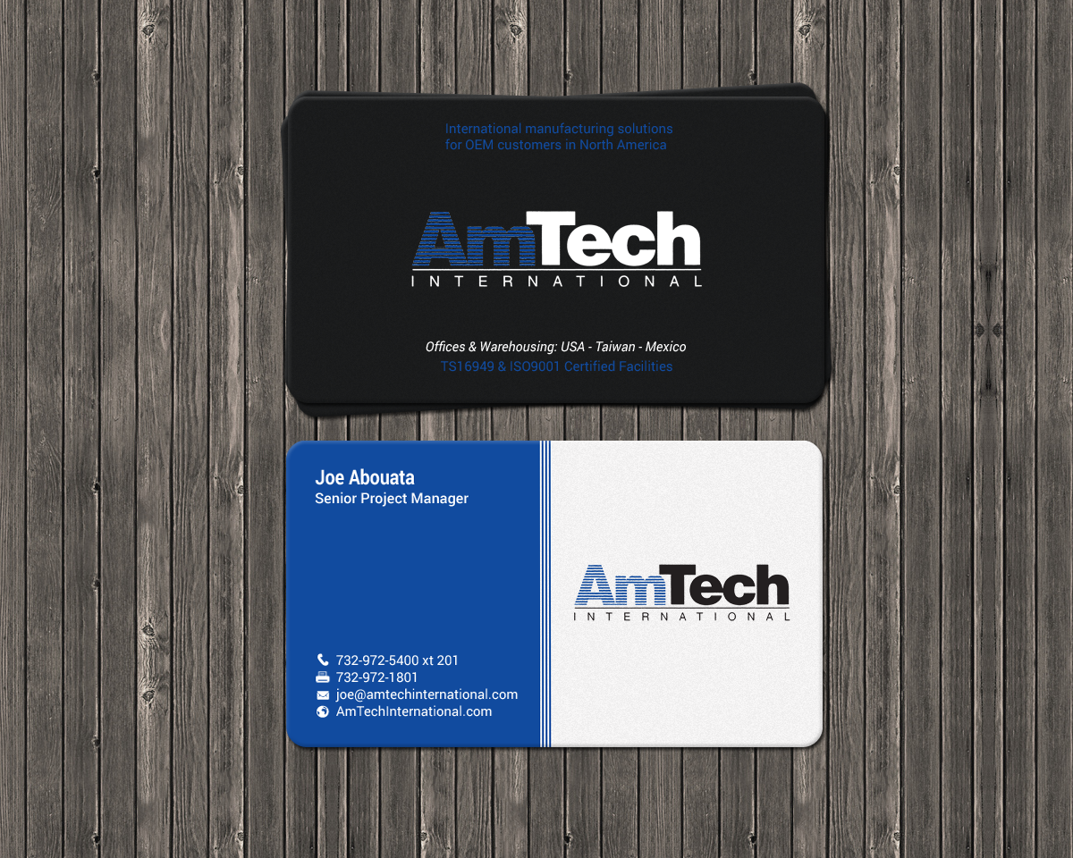 Business Card Design by chandrayaan.creative for AmTech International | Design #16060559