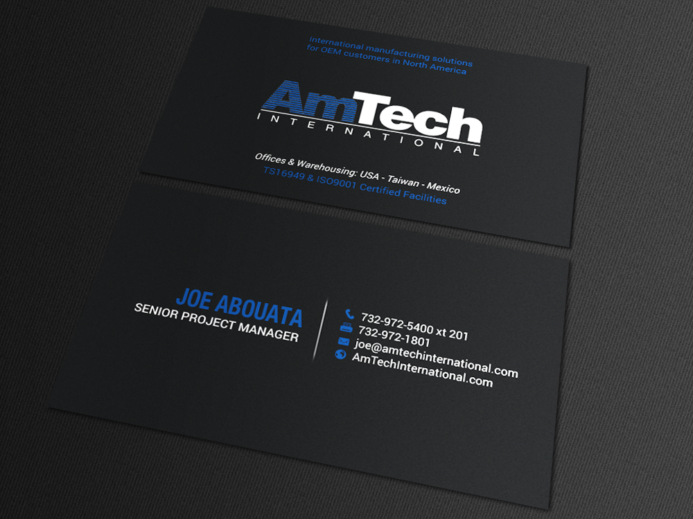 Business Card Design by chandrayaan.creative for AmTech International | Design #16068903