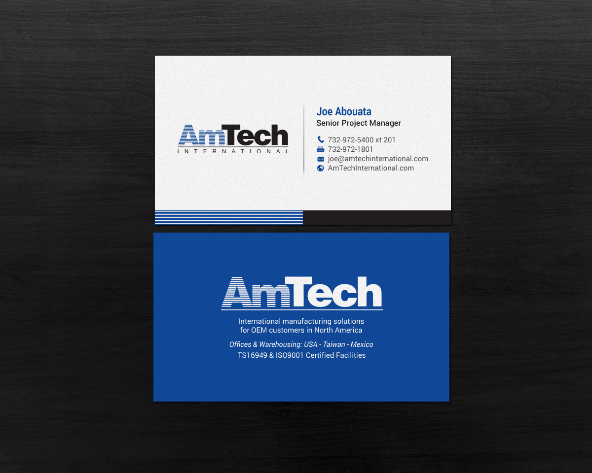 Business Card Design by chandrayaan.creative for AmTech International | Design #16068906