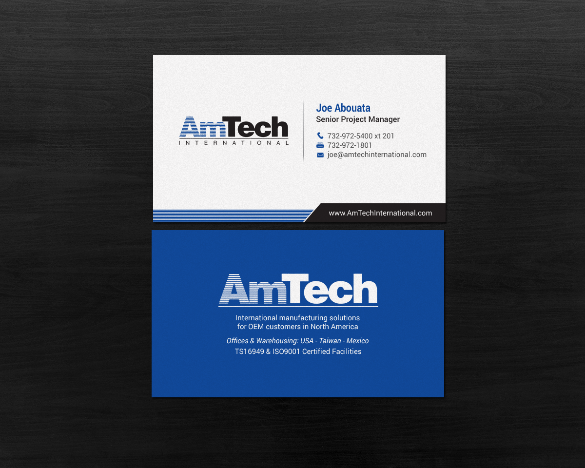 Business Card Design by chandrayaan.creative for AmTech International | Design #16068928