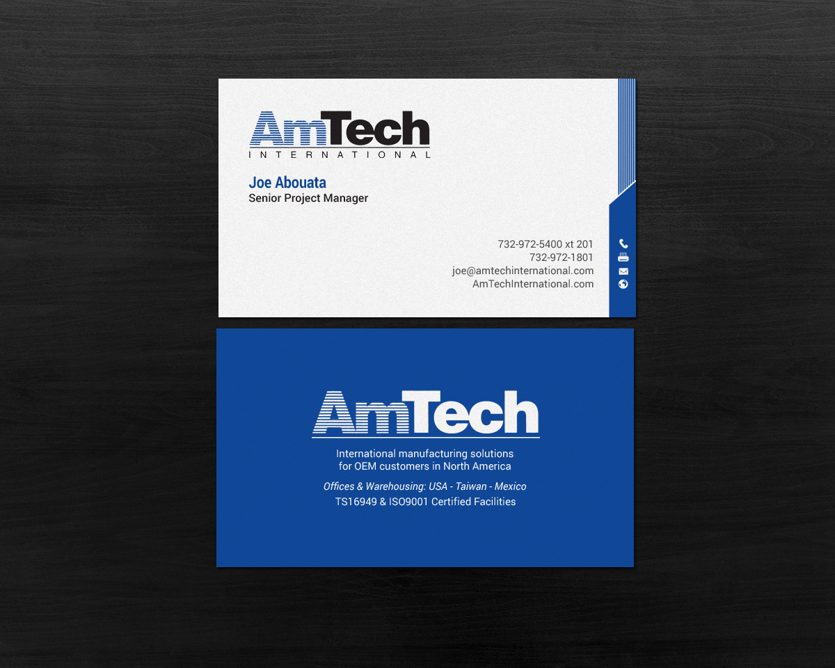 Design de Carte de Visite par chandrayaan.creative pour AmTech International | Design #16069054