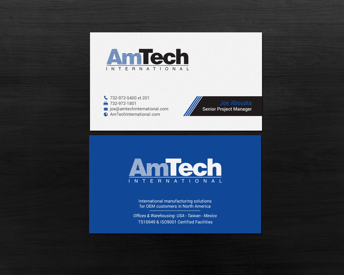 Diseño de Tarjeta de Presentación por chandrayaan.creative para AmTech International | Diseño #16069055