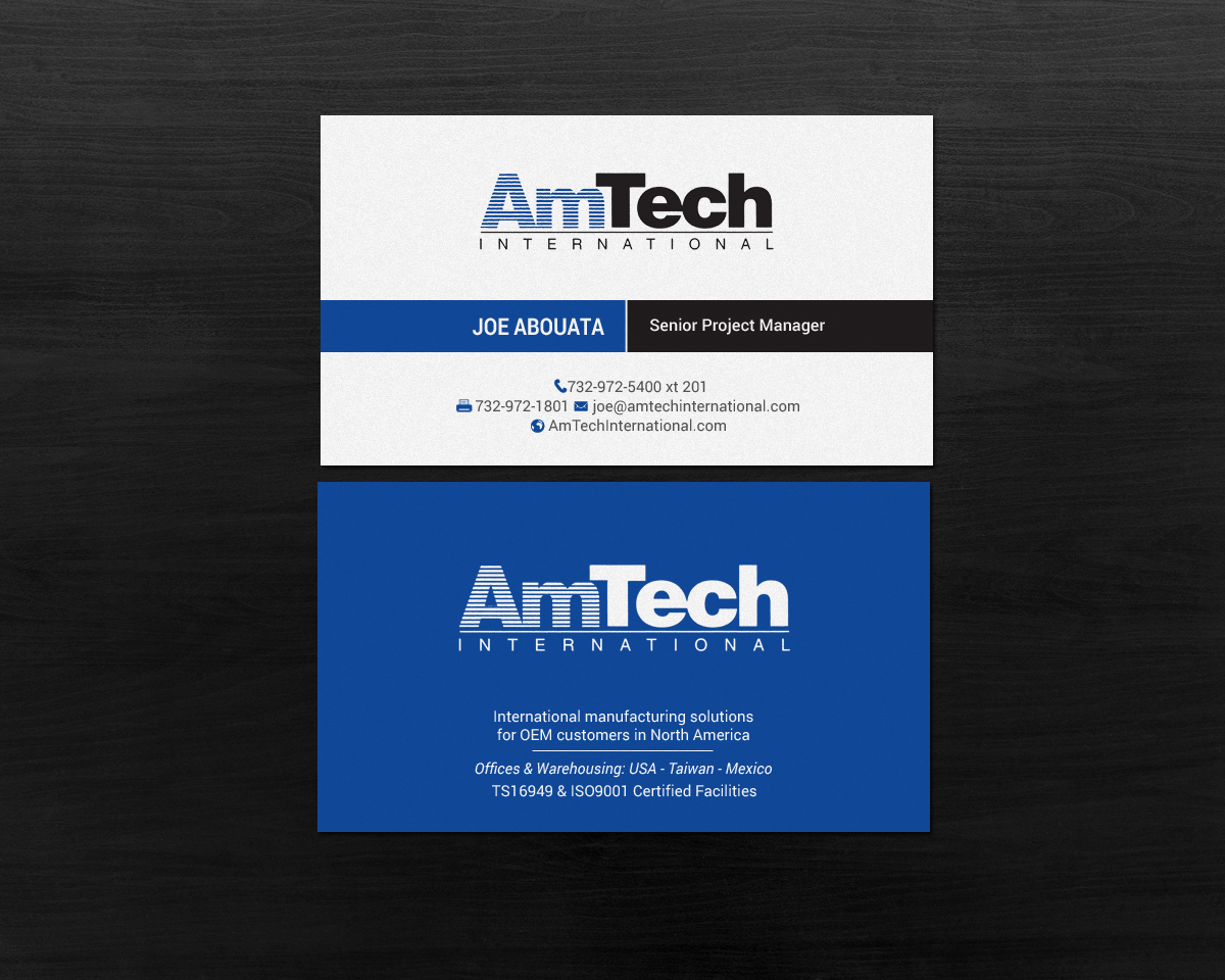 Business Card Design by chandrayaan.creative for AmTech International | Design #16069091